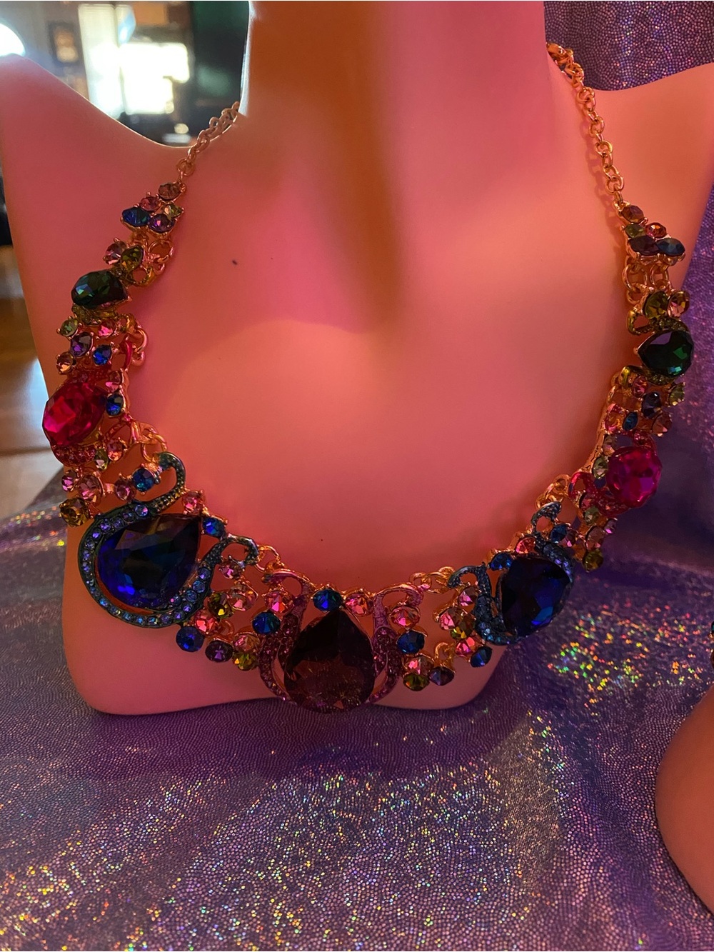 Teardrop Crystal Statement Bib Jewelry Set